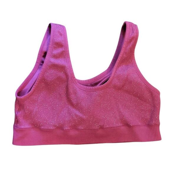 Torrid Seamless Rib Bralette Women's 2X Berry Glitter Pink Wireless Padded - Picture 3 of 5